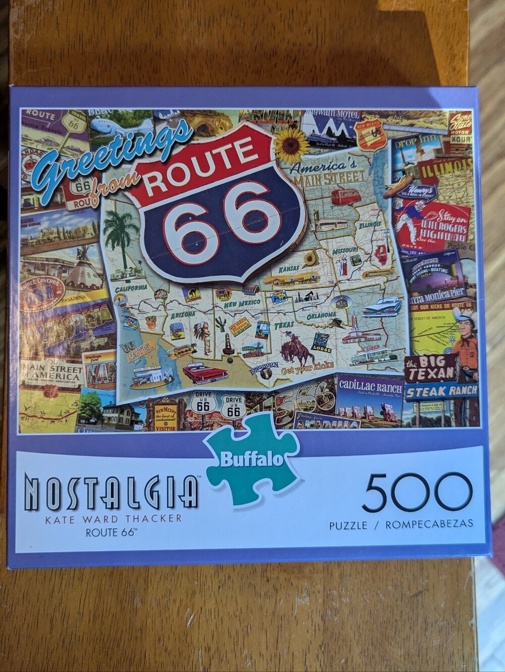 500 Piece Buffalo Puzzle - Route 66 - Artist Kate Ward